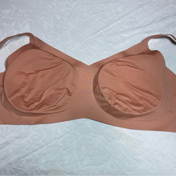 Knix 8 Seamless Padded V Neck Evolution Bra Wireless Pink Ginger Peach 40-42 D-G - Picture 6 of 12